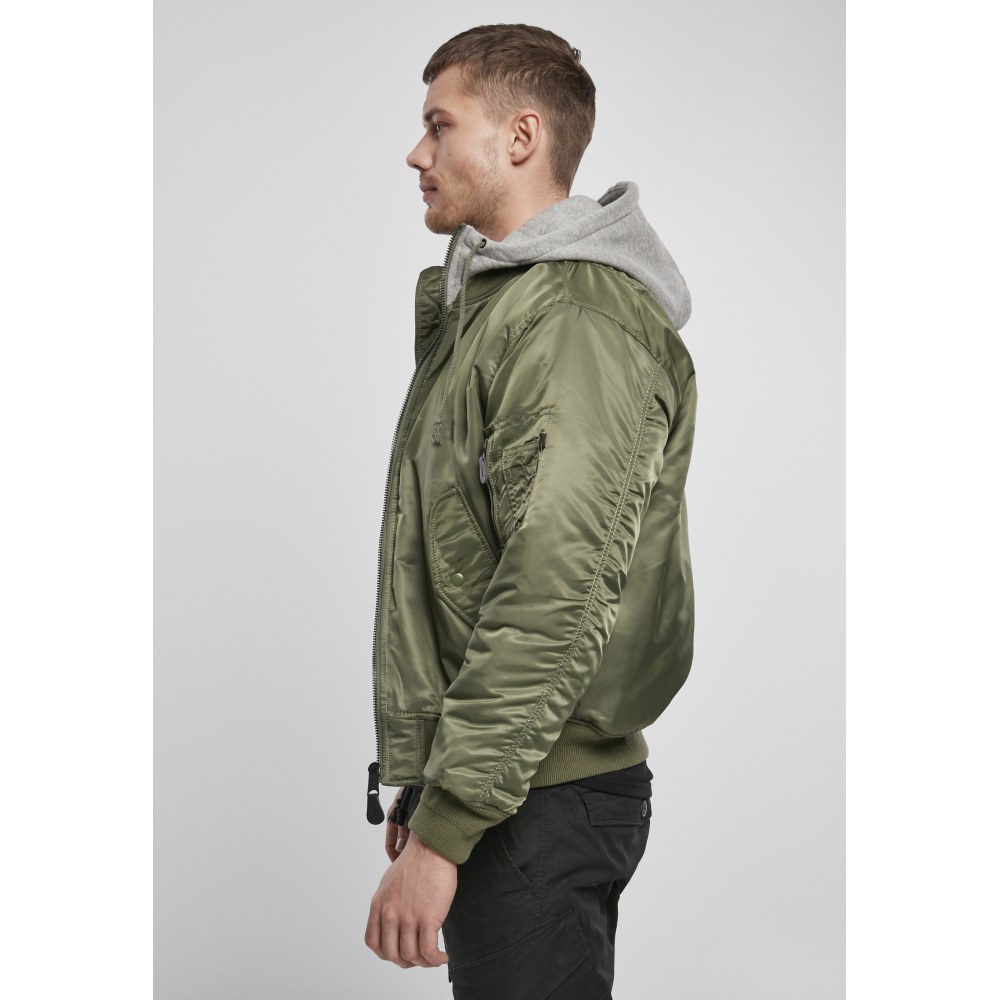 Brandit - Hooded MA1 Bomberjacke - Grün/Grau